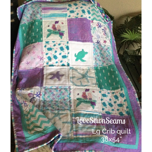 MADE TO ORDER/Sea Turtle and Mermaid Quilt/Sea Turtle baby quilt/Mermaid baby quilt/Sea Turtle/Mermaid