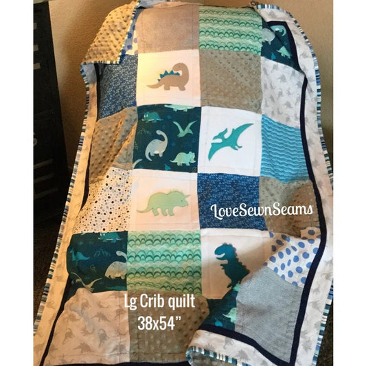 MADE TO ORDER/Dino Quilt/Dinosaur baby quilt/dinosaur quilt/T-Rex quilt/Baby quilt/Dino Lovey/Crib guard