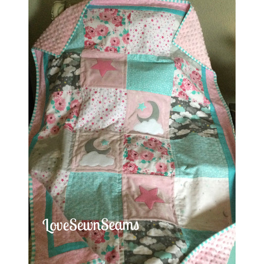 MADE TO ORDER/Moon and Star quilt/Nature Quilt/Celestial Quilt/Moon quilt/Twin quilt