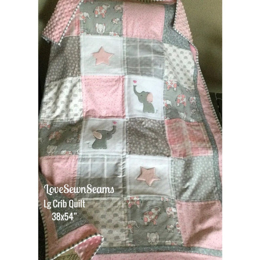 MADE TO ORDER/Elephant quilt/baby quilt/Elephant Lovey/Modern baby quilt/Baby shower gift/handmade quilt