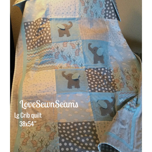 MADE to ORDER/Elephant quilt/Elephants/Handmade in USA/Elephant Lovey