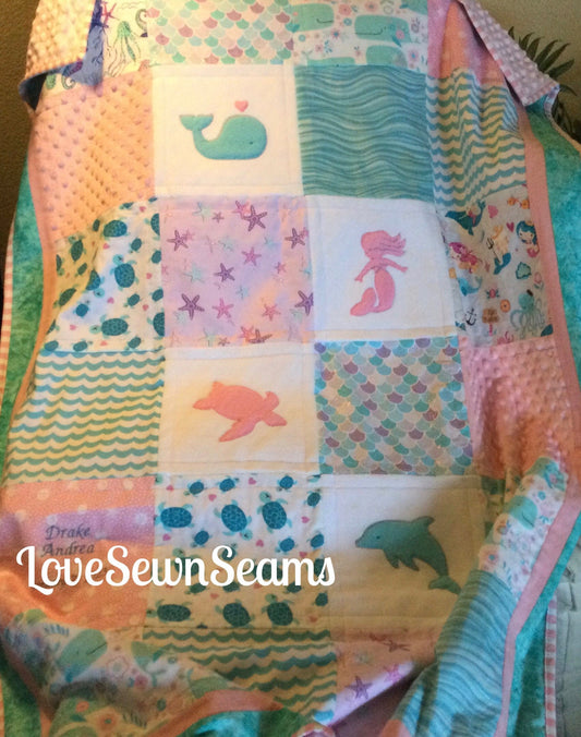 SEA BREEZE Quilt/Baby quilt/Coastal quilt/Seaside quilt/Handmade in USA