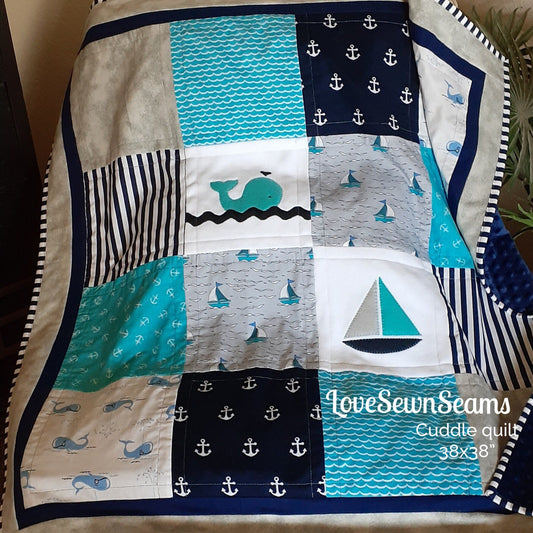 MADE to ORDER/Nautical Quilt/Sea Life Quilt/Coastal quilt/made in USA/Baby quilt/handmade quilt