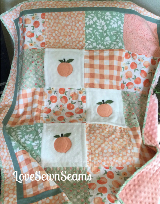 Peaches n Sage quilt/Peaches quilt/Peach quilt/Peaches n cream quilt/Peach fruit