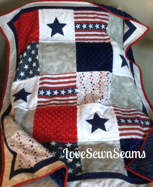 MADE TO ORDER/Patriotic Quilt/Star Quilt/Stars & Stripes Quilt/Patriot quilt/many sizes available