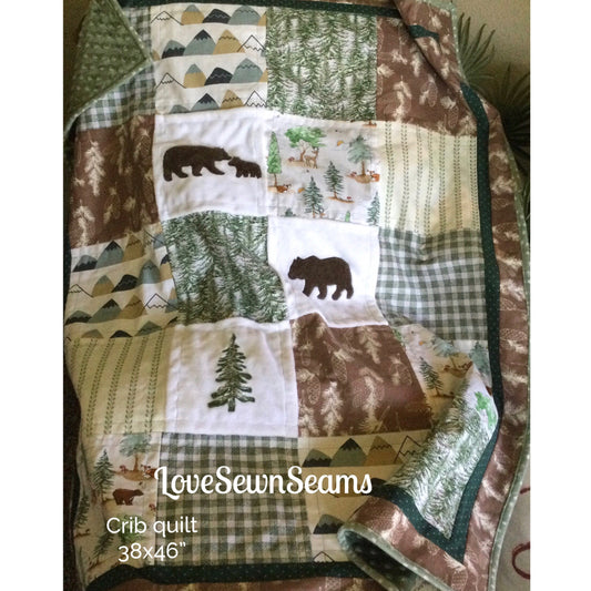 Sage & Pine quilt/Nature Quilt/Made to order/Lodge quilt/Woodland quilt