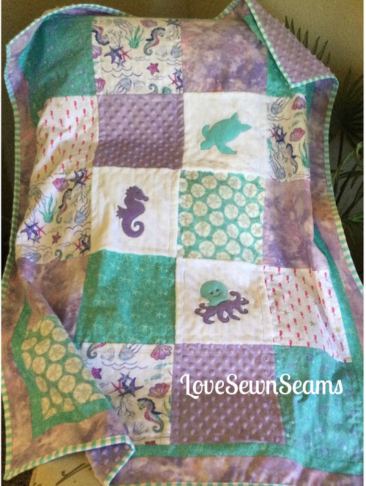 Ocean Time/Coastal quilt/Ocean quilt/Sea life quilt