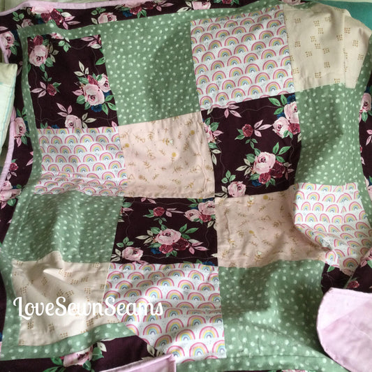 Rainbow and Roses quilt/Rainbow quilt/floral quilt
