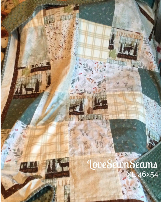 Lodge quilt/Woodland quilt/Moose Bear quilt