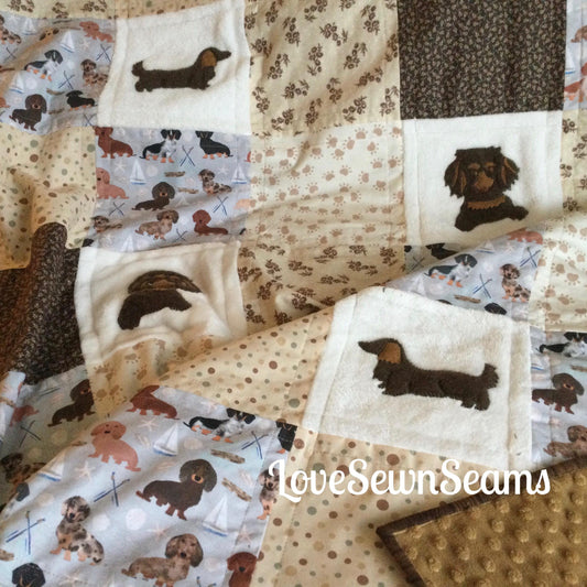 Pup quilt/Any breed dog quilt/Dachshund quilt/Doxie quilt