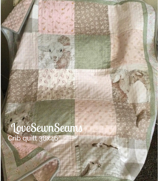 Mocha Sheep quilt~Farm quilt~handmade quilt~Mocha & Sage quilt