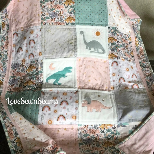 DINO Quilt/Dinosaur Quilt/Baby Quilt/Made to order quilt