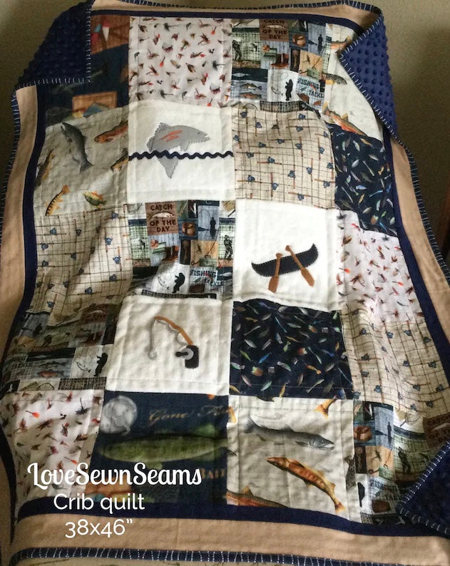 Cabin Quilt/Fishing Quilt/Lake House Quilt/Made to order