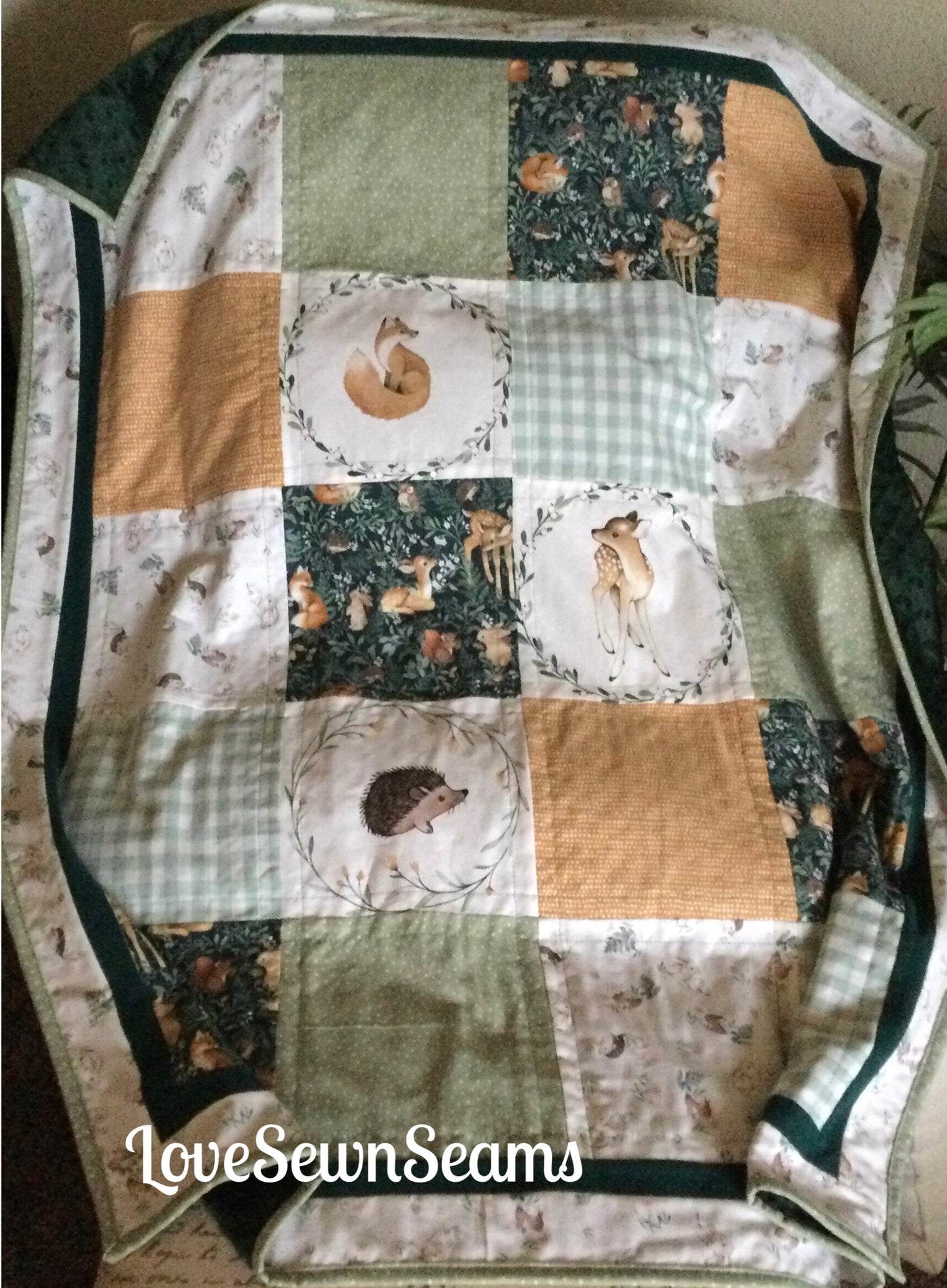 Woodland Quilt/Made to order/Bear quilt/Forest Friends Quilt