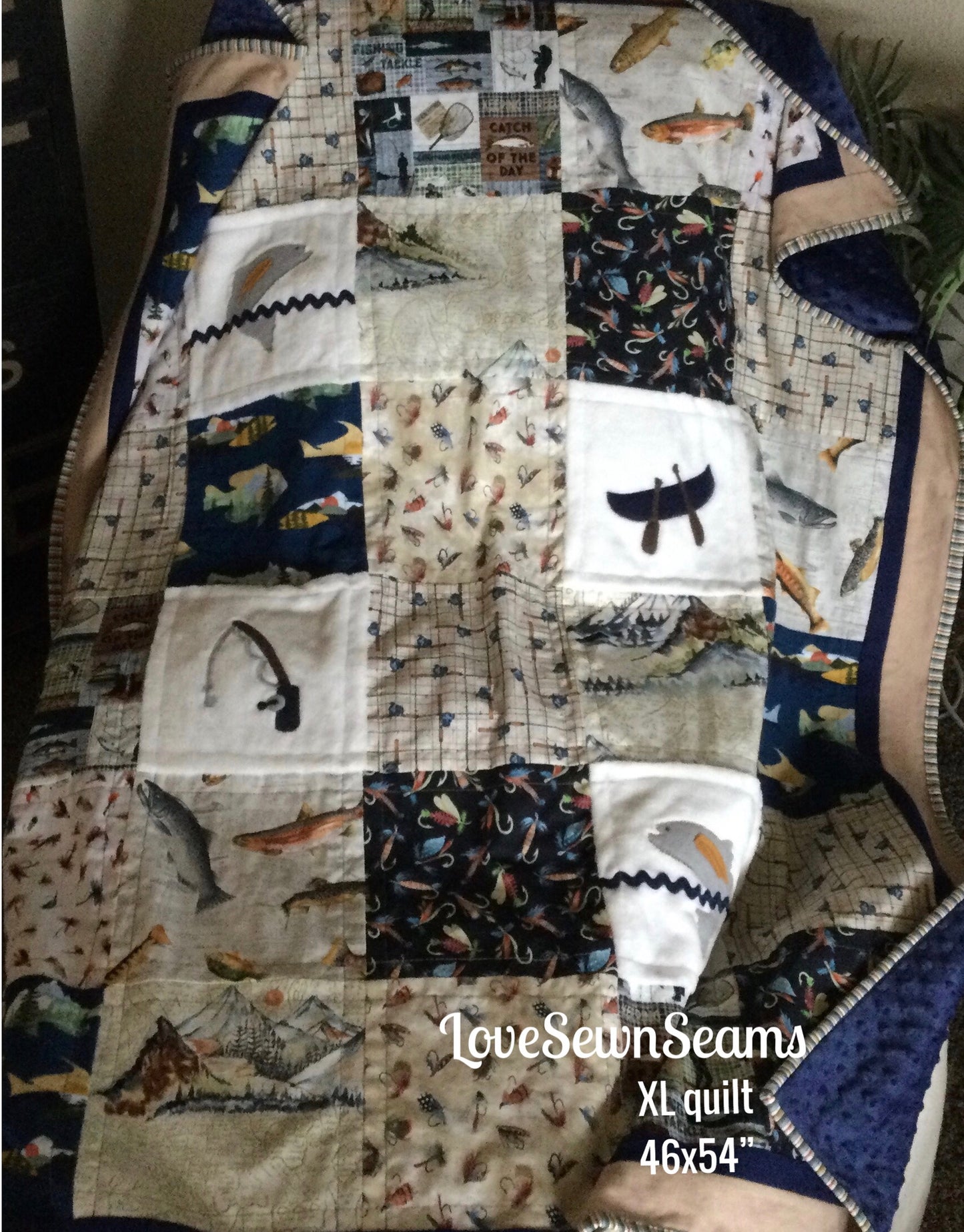 Cabin Quilt/Fishing Quilt/Lake House Quilt/Made to order