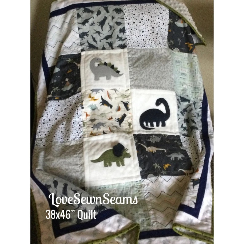 Dino Quilt/Dinosaur Quilt/Made to order quilt/Baby quilt