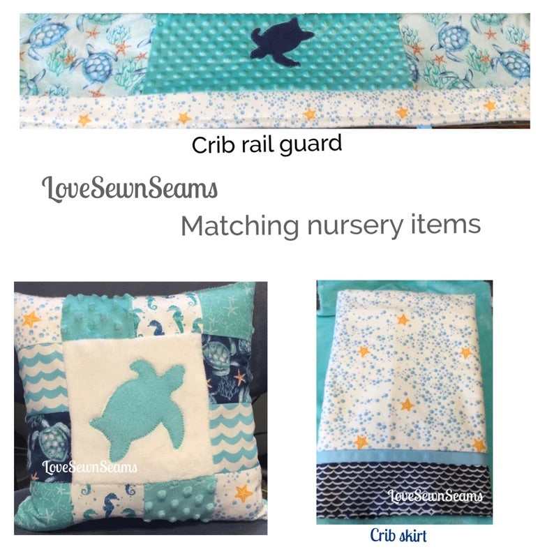 Sea Turtle quilt/Sea turtle/Coastal quilt/Baby quiilt/Beach house quilt